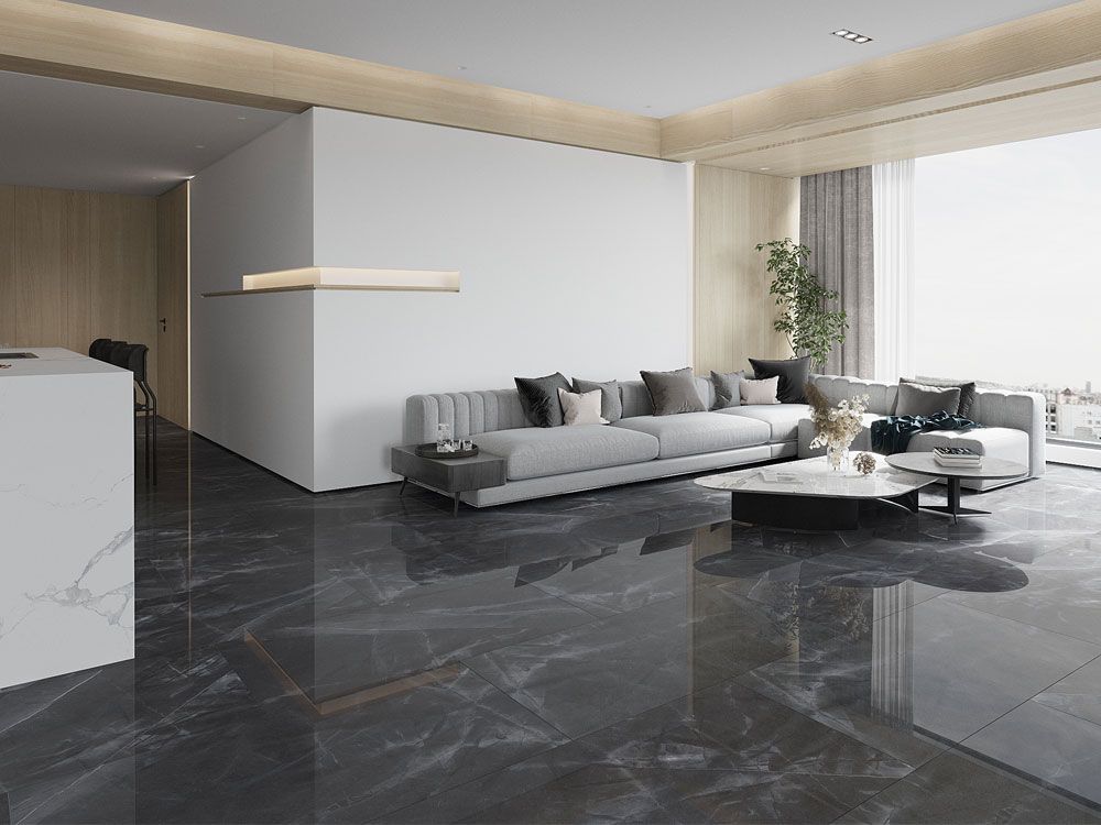 Space Anthracite, Boden Fliesen, 60x120 cm, Full Lappato