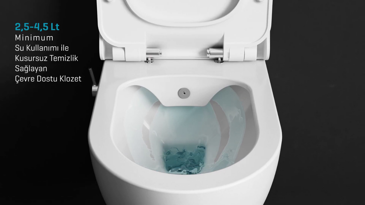 Dusch-WC, Seramiksan Hill, mit Warm- und Kaltwassermischer, Randlos