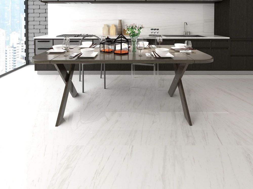 Bianco Dolomiti, yer karoları, 60x120cm, 7mm, mat fayans, rektifiyeli