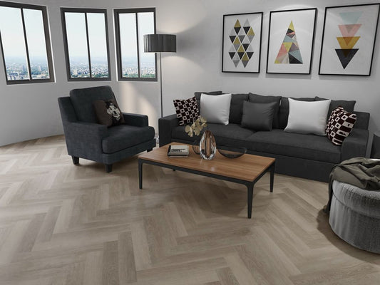 Click-Vinyl, CHECK One, 2073H Lausitz Eiche Herringbone, inkl. Trittschall, Premium